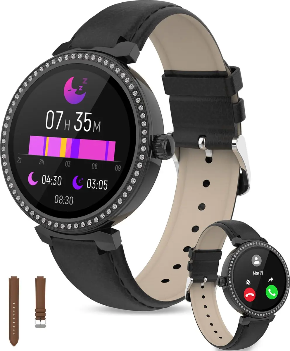 Denver SWC342B Smartwatch Dames - Hartslagmeter & Slaapmonitor - 33mm - Zwart