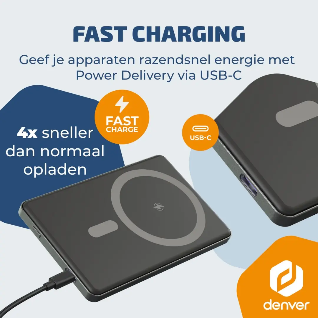 Denver PQCW5010 Powerbank 5000mAh - 15W - Zwart