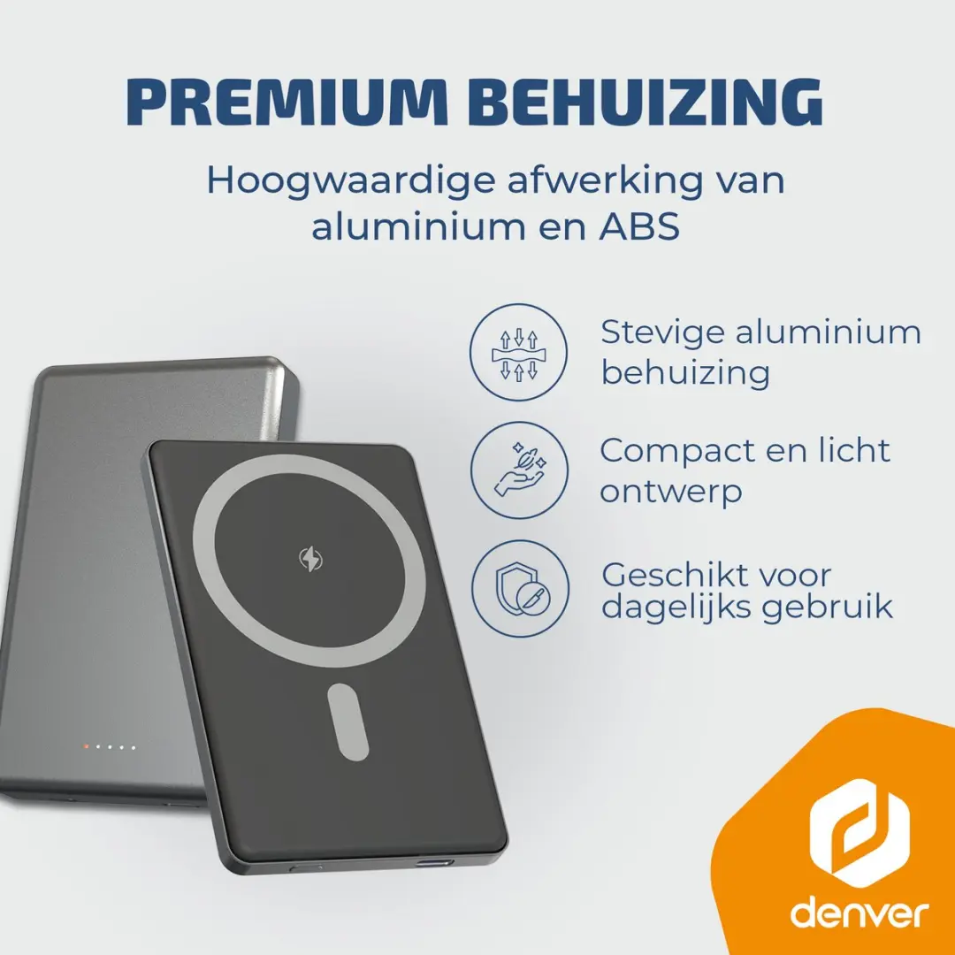 Denver PQCW5010 Powerbank 5000mAh - 15W - Zwart - afbeelding 6 van 6
