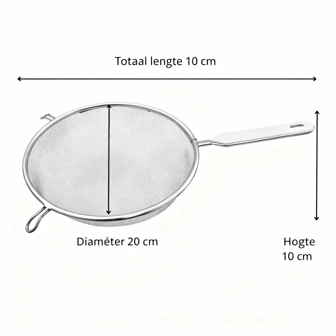 Fackelmann Basic Zeef 20cm - RVS Handvat - Grijs