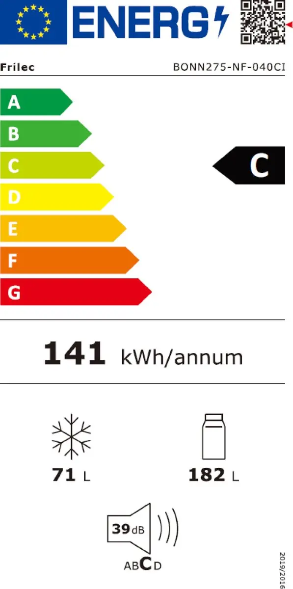 Frilec BONN275-NF-040CI Koel-vriescombinatie 253L - No Frost - Inox