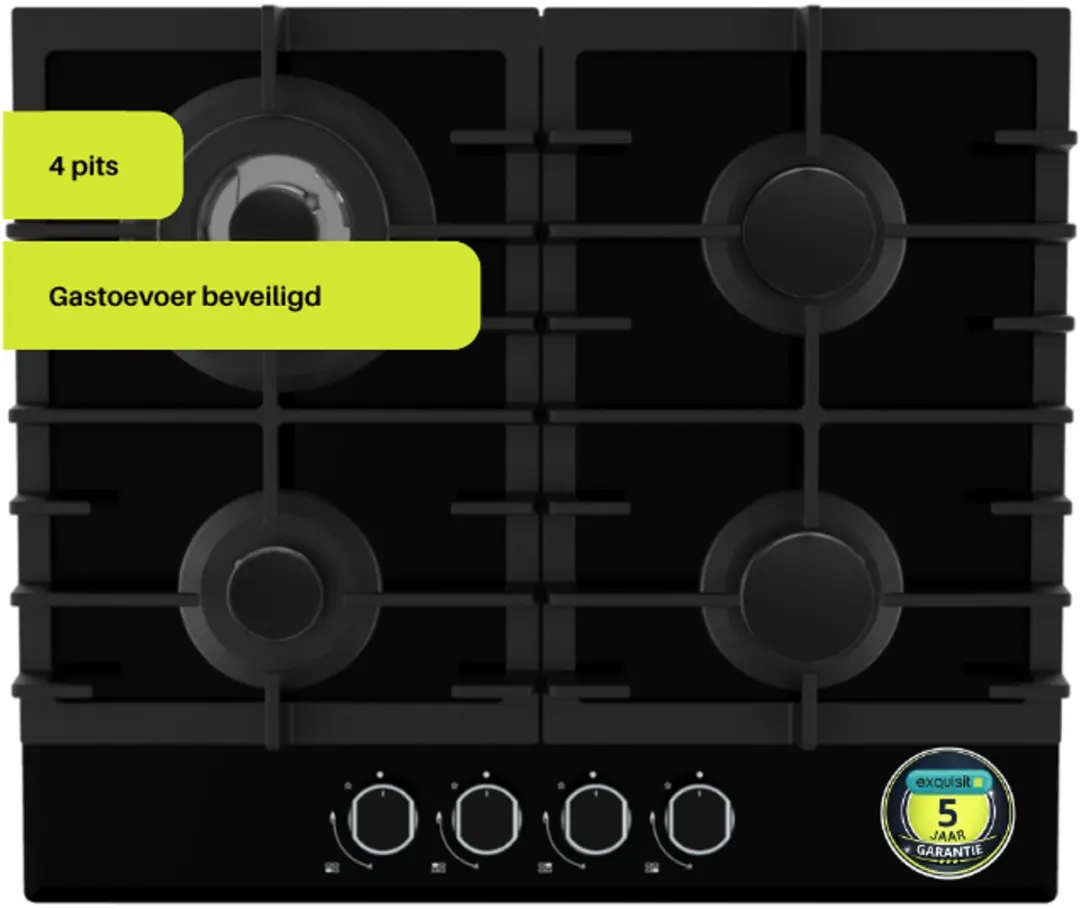 Exquisit EGK657STGB Inbouw Gaskookplaat