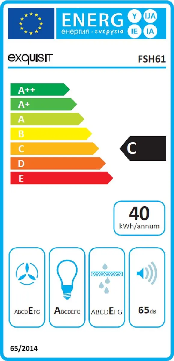 Exquisit FSH61 Vlakscherm Afzuigkap - 280 m³/u - 120mm