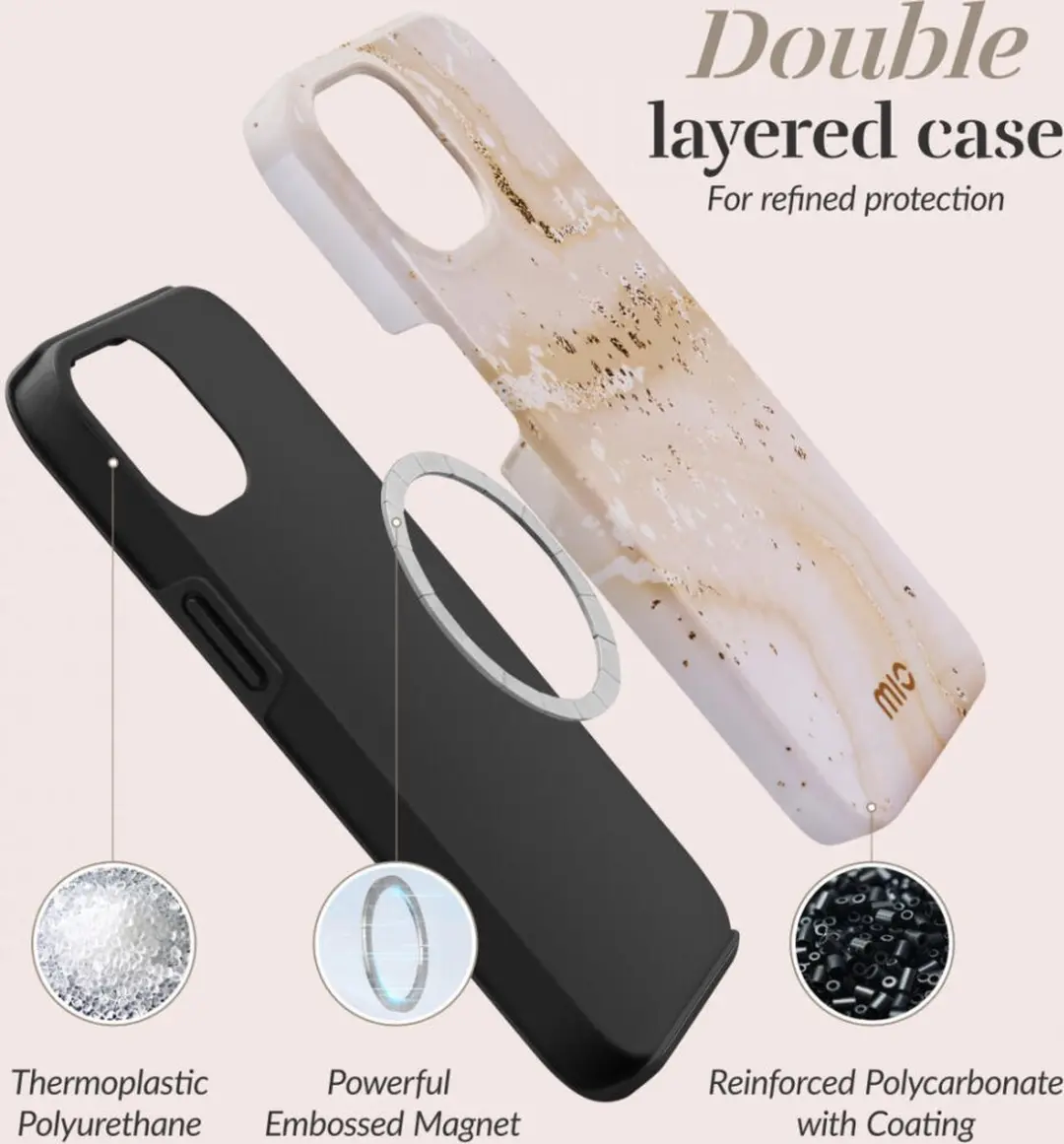 Mio by Mobilize iPhone 16 Pro Max Hoesje - Gold Marble - afbeelding 6 van 6