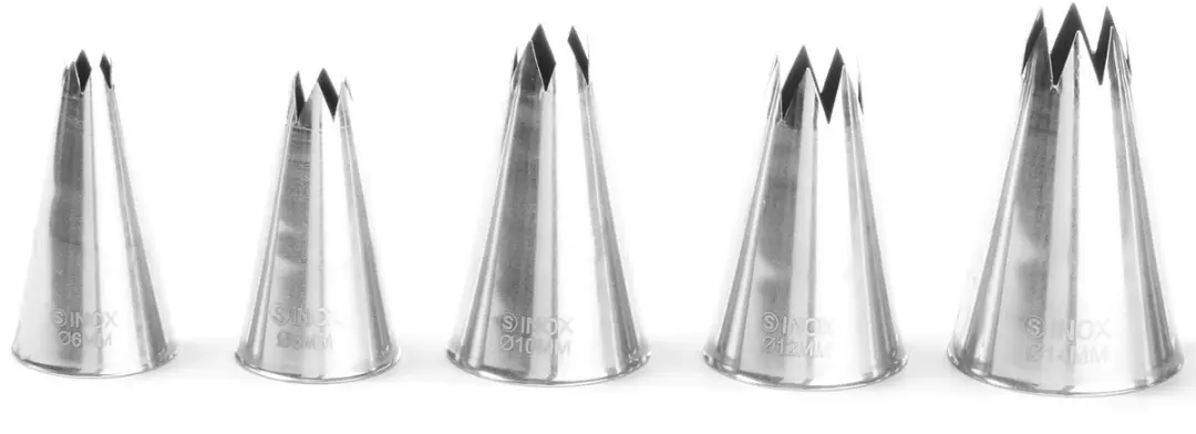 Hendi Gekartelde Spuitmondset RVS - 5 Stuks (6-14mm)