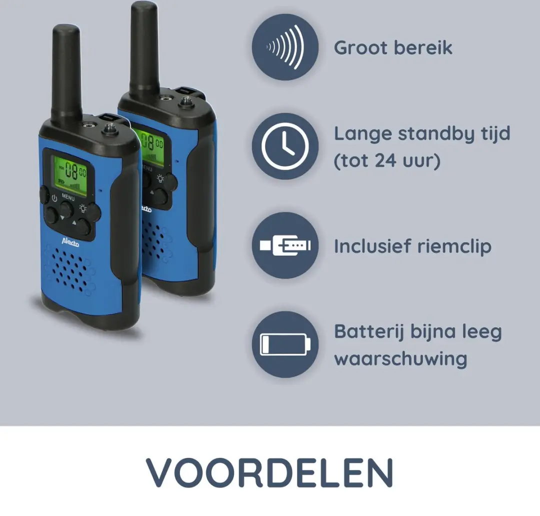 Alecto FR-115BW Walkie Talkie Set - 2 Stuks Blauw