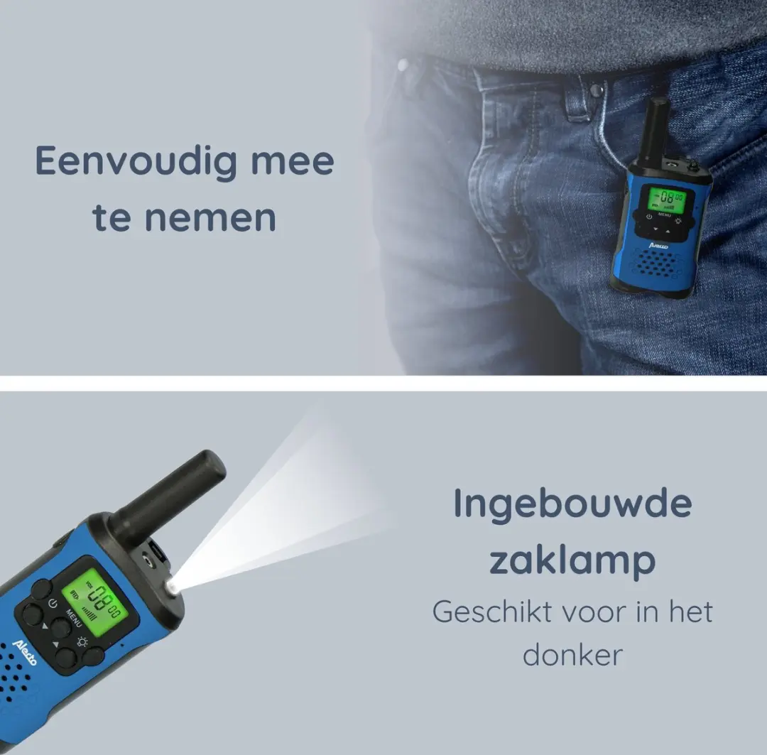 Alecto FR175BW Walkie Talkie Set - 2 Stuks - Blauw-Zwart - afbeelding 6 van 6