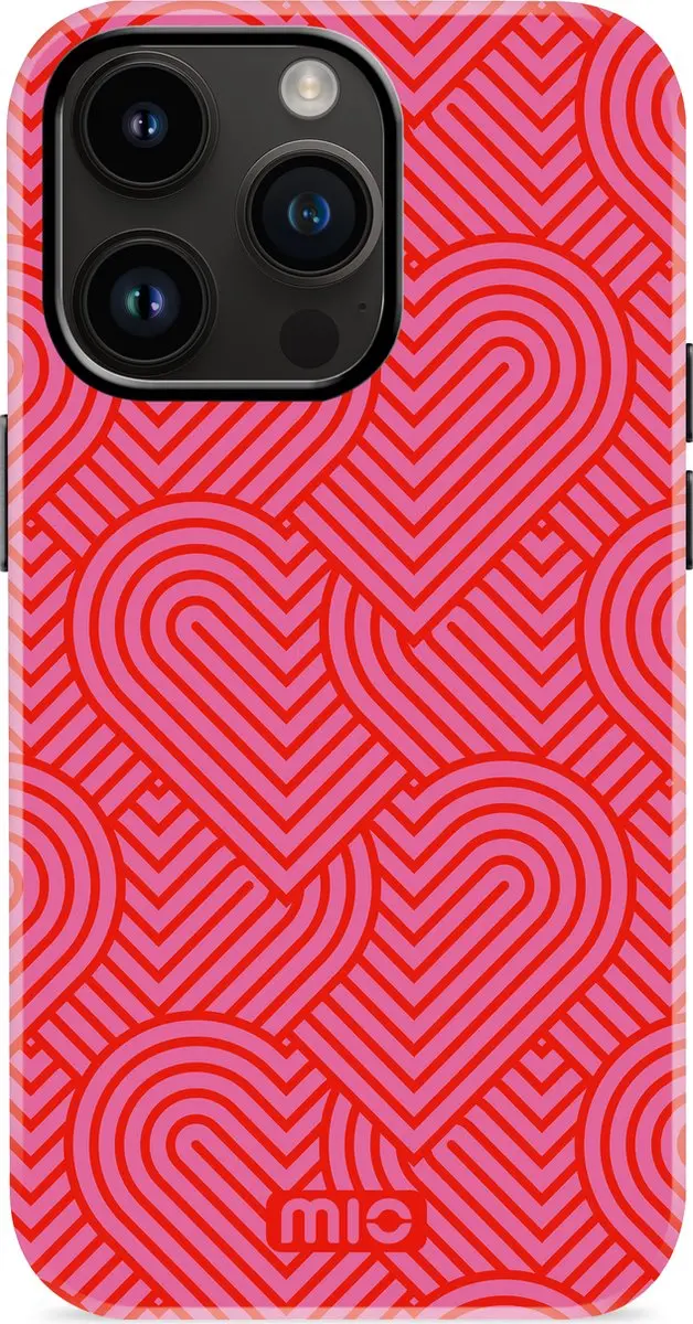 Mio MagSafe iPhone 14 Pro Hoesje - Rood/Rozepink/Print