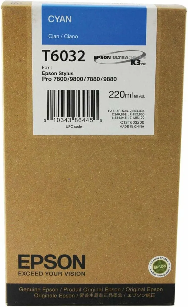 Epson T603200 Inktcartridge Foto Cyaan 220ml