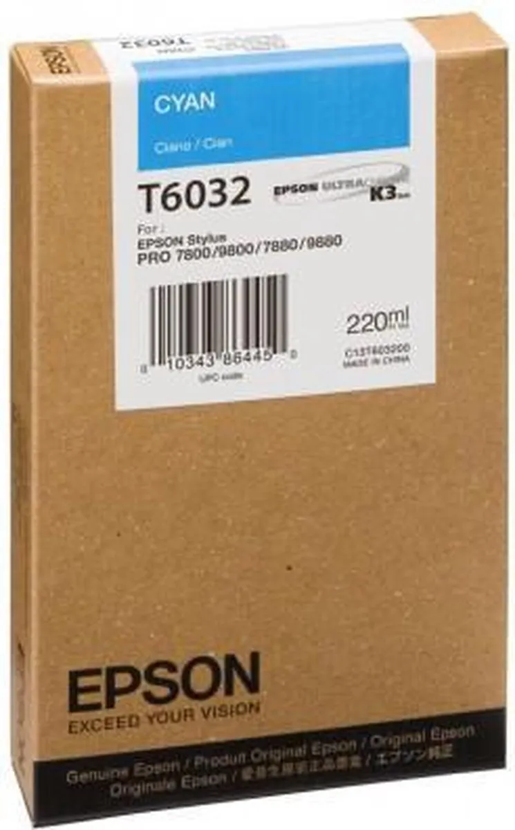 Epson T603200 Inktcartridge Foto Cyaan 220ml
