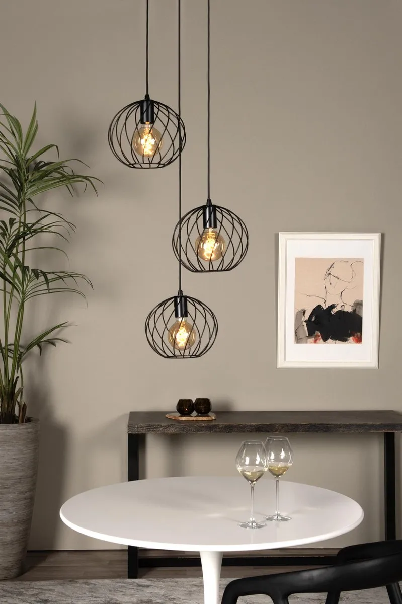 Lucide Danza Hanglamp Ø50cm - 3xE27 Zwart