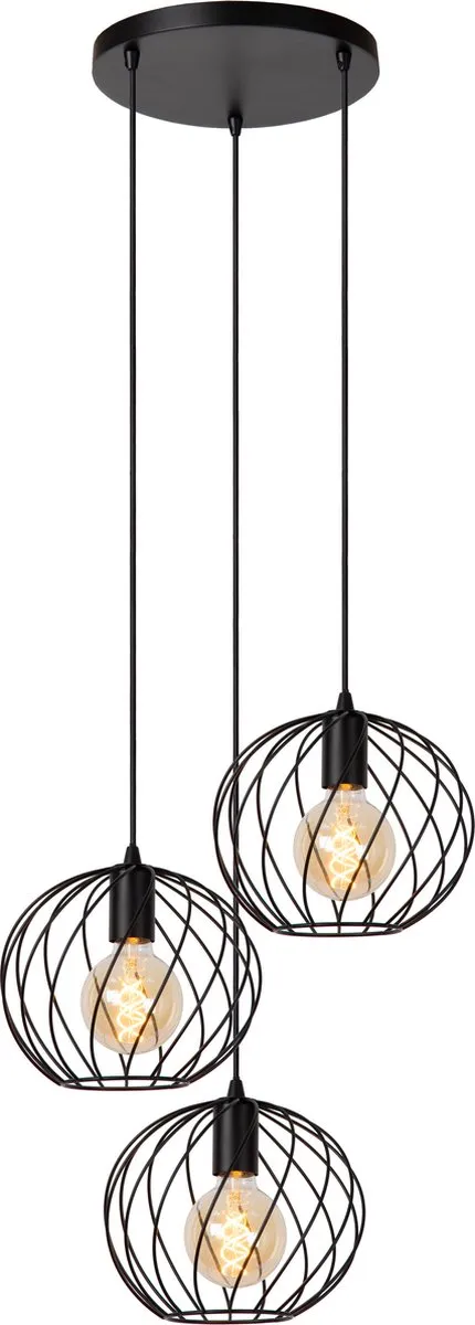 Lucide Danza Hanglamp Ø50cm - 3xE27 Zwart