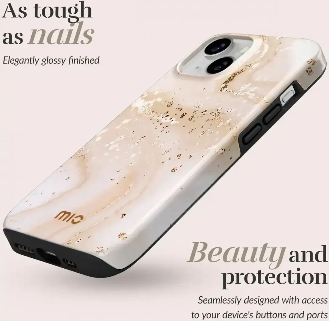 Mio by Mobilize Hoesje iPhone 16 Gold Marble - MagSafe