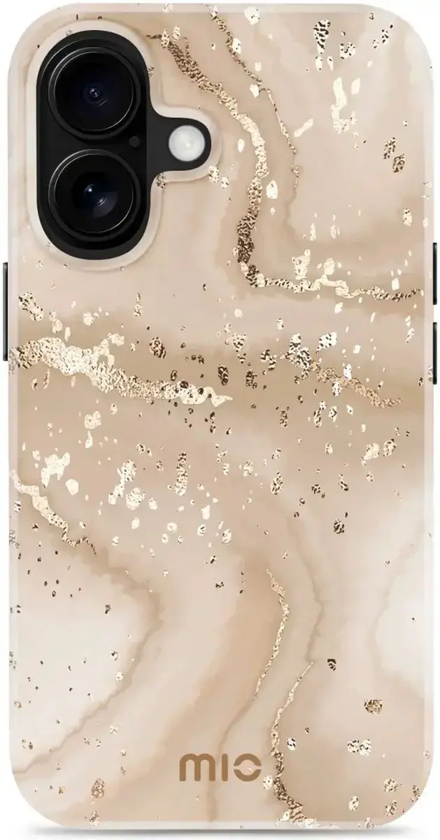 Mio by Mobilize Hoesje iPhone 16 Gold Marble - MagSafe