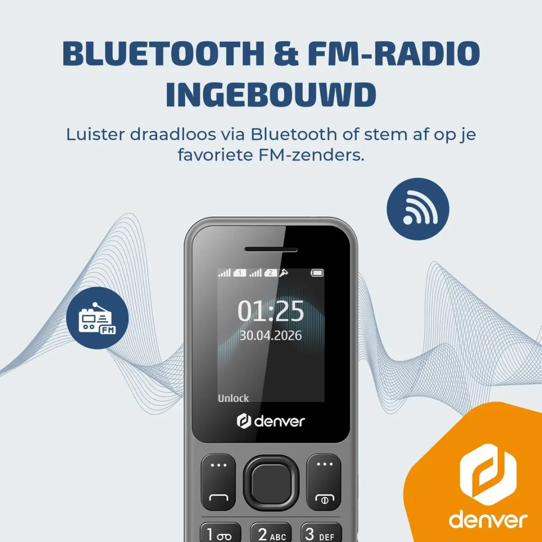 Denver Senioren Telefoon FAS1880L 4G - Dual Sim - Zwart