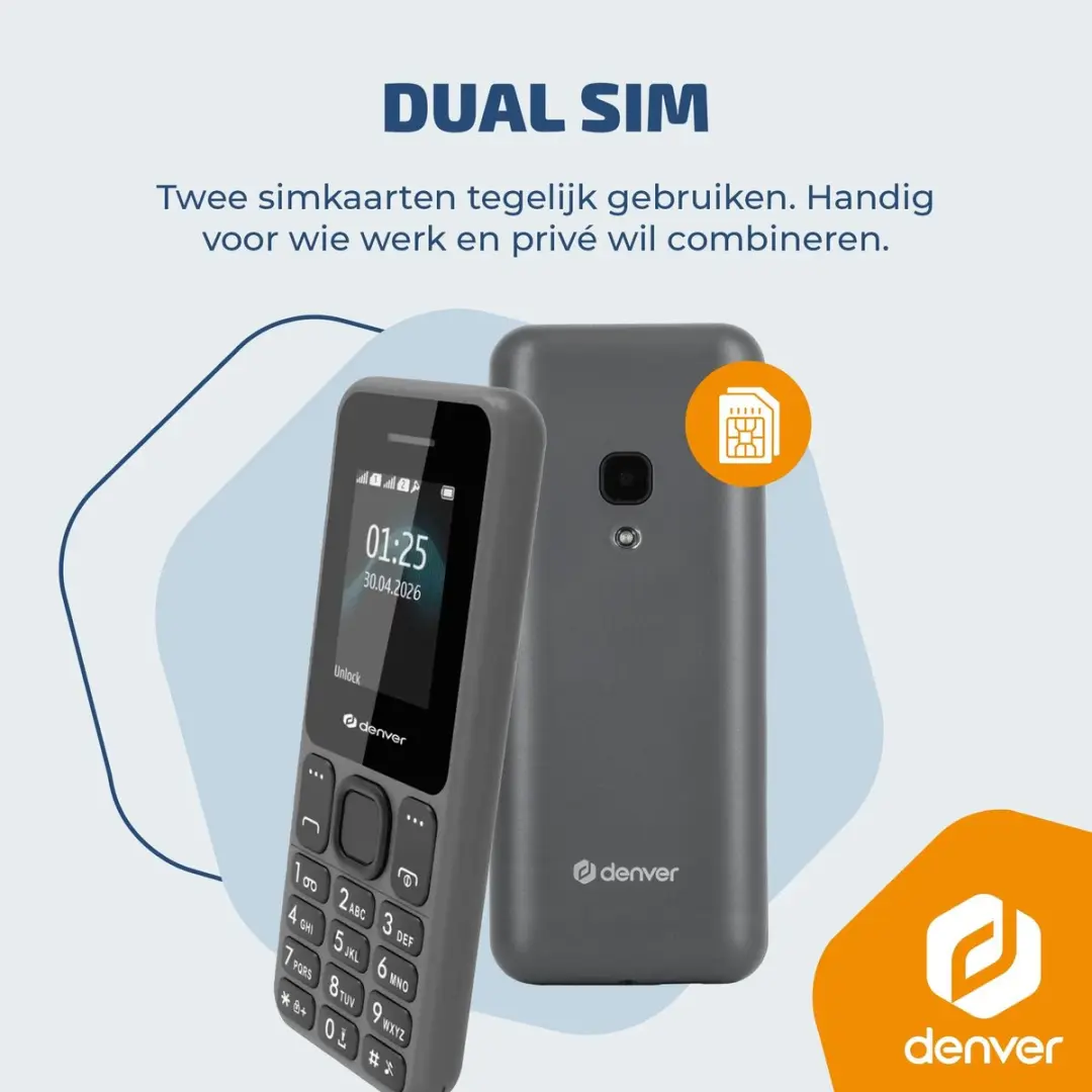 Denver Senioren Telefoon FAS1880L 4G - Dual Sim - Zwart