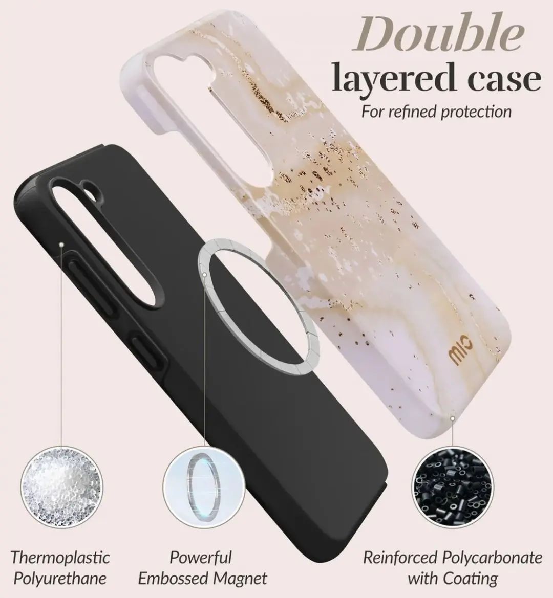 Mio Hoesje Samsung Galaxy S25 Ultra Gold Marble - MagSafe