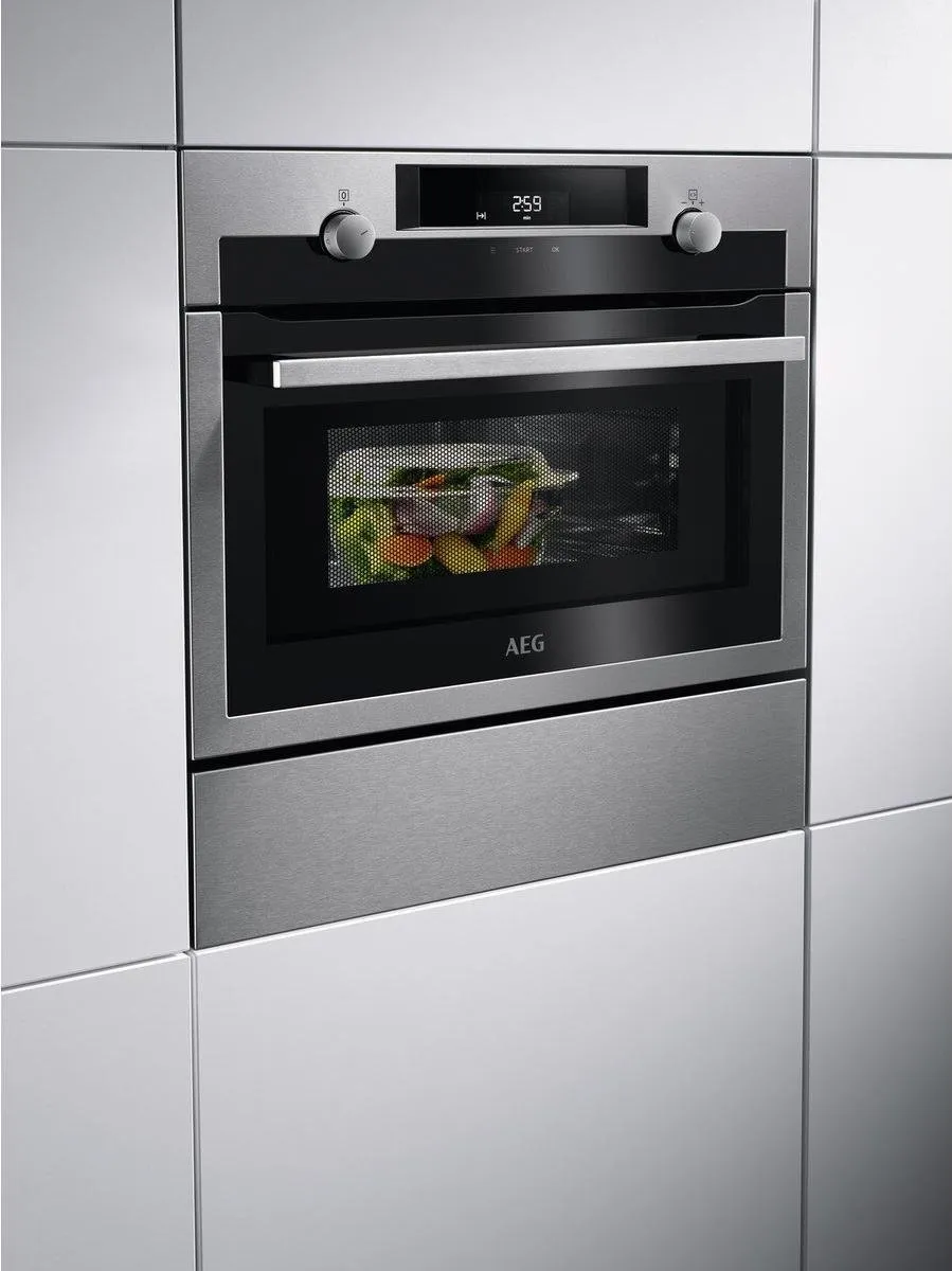 AEG CME565000M Inbouwoven 300L - 1000W Magnetron - 1900W Grill - Vlekvrij roestvrij staal
