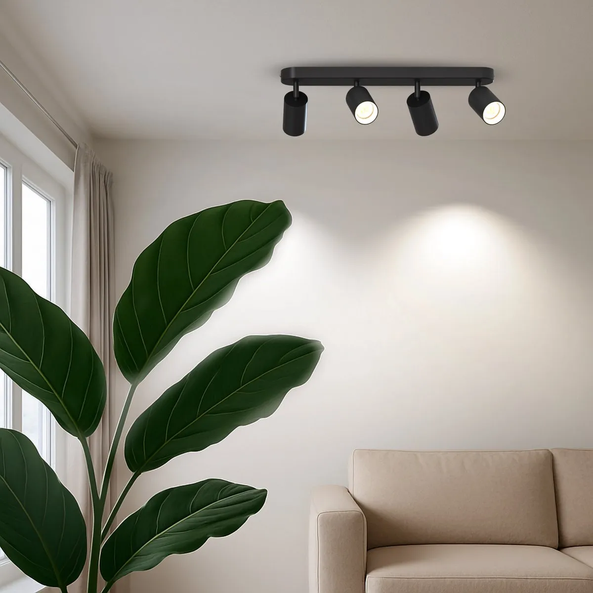 Calex Plafondlamp 4-Lichts Opbouwspot Zwart-Goud