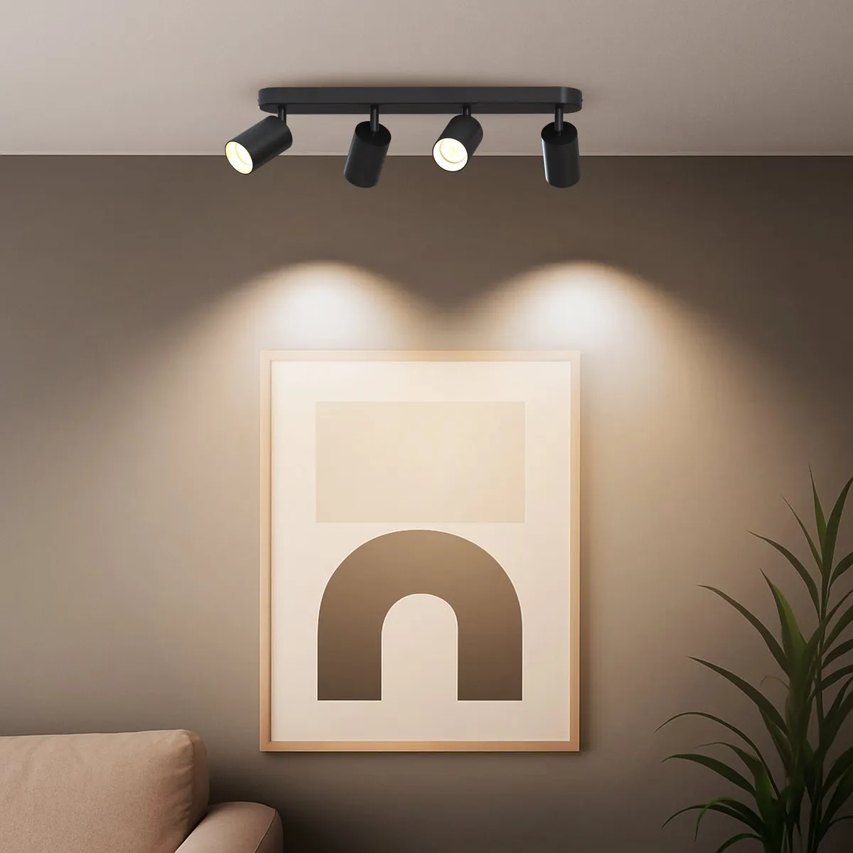 Calex Plafondlamp 4-Lichts Opbouwspot Zwart-Goud