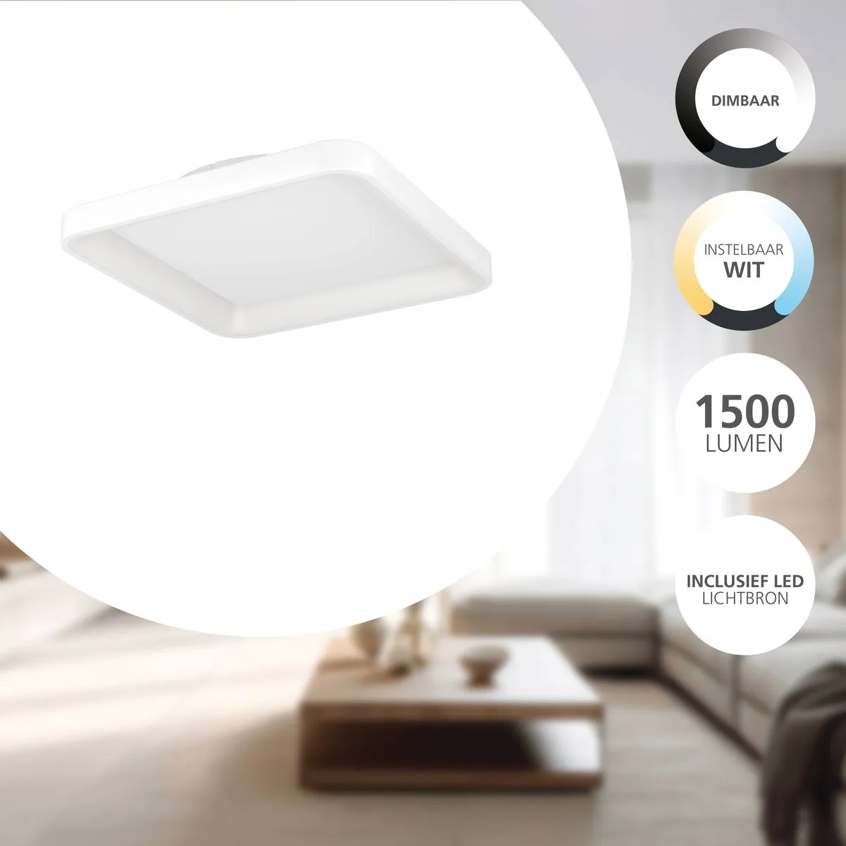Eglo Loretello Plafondlamp LED 35cm - Wit - Dimbaar - Warm wit 2765K