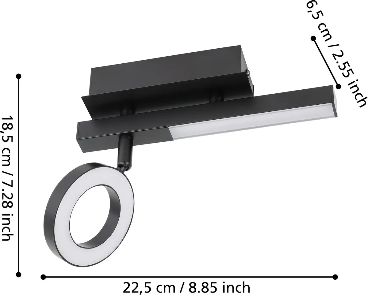 Eglo Cardillio 2 Opbouwspot LED 22.5cm - Zwart