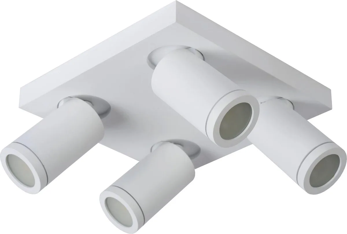Lucide Taylor Plafondspot LED GU10 4x5W 2200K/3000K - IP44 Wit