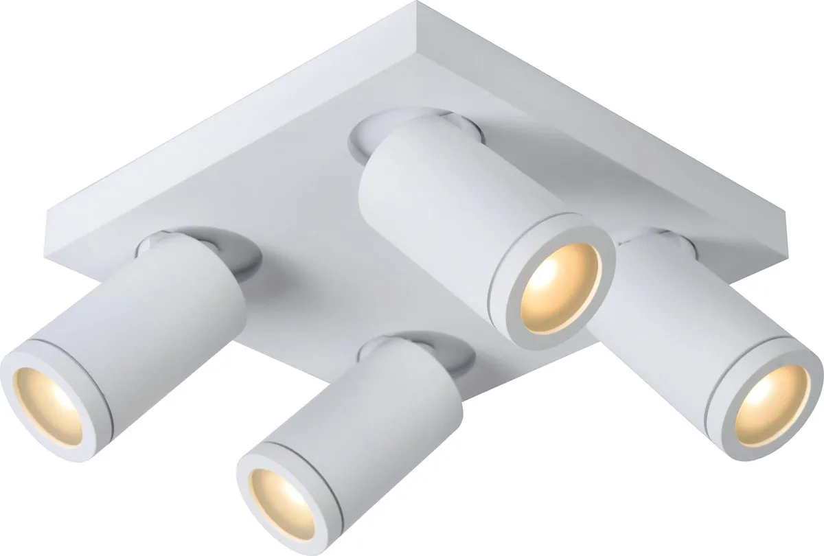 Lucide Taylor Plafondspot LED GU10 4x5W 2200K/3000K - IP44 Wit