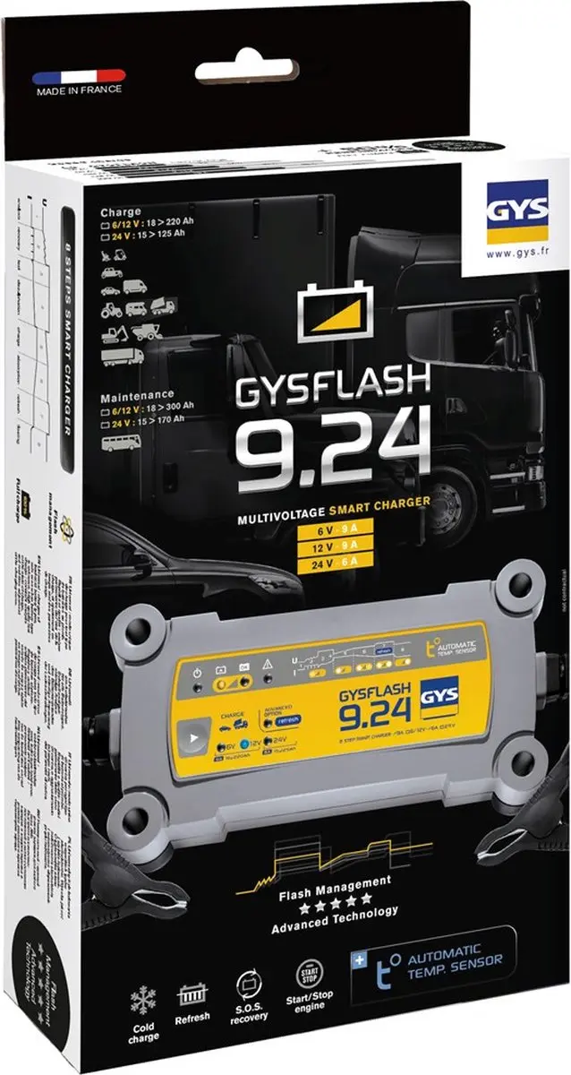 Gys GYSFLASH 9.24 Acculader 9A - 6/12/24V