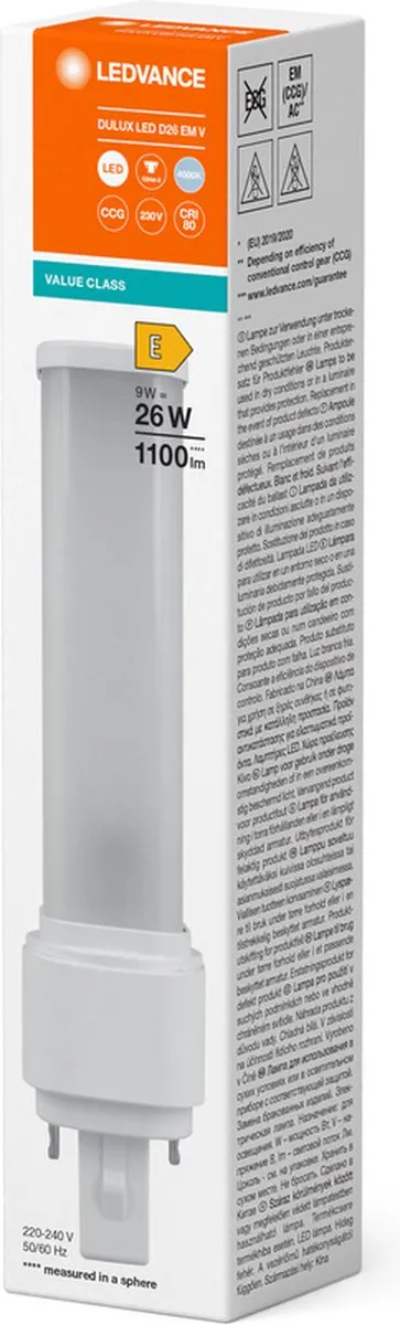 LEDVANCE Dulux PLC 9W 4000K Mat - 220-230V