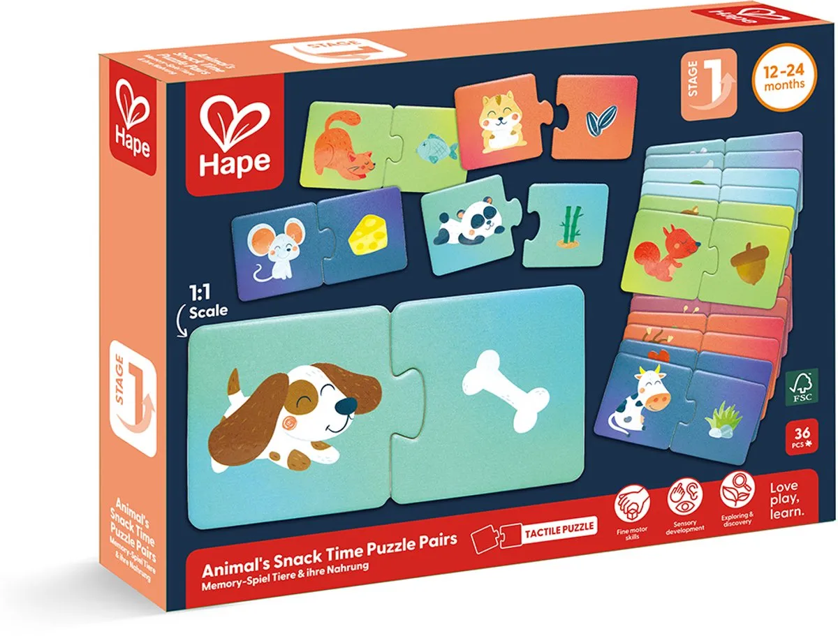 Hape Animal's Snack Time Dieren Puzzel 36 Stuks - Multicolor