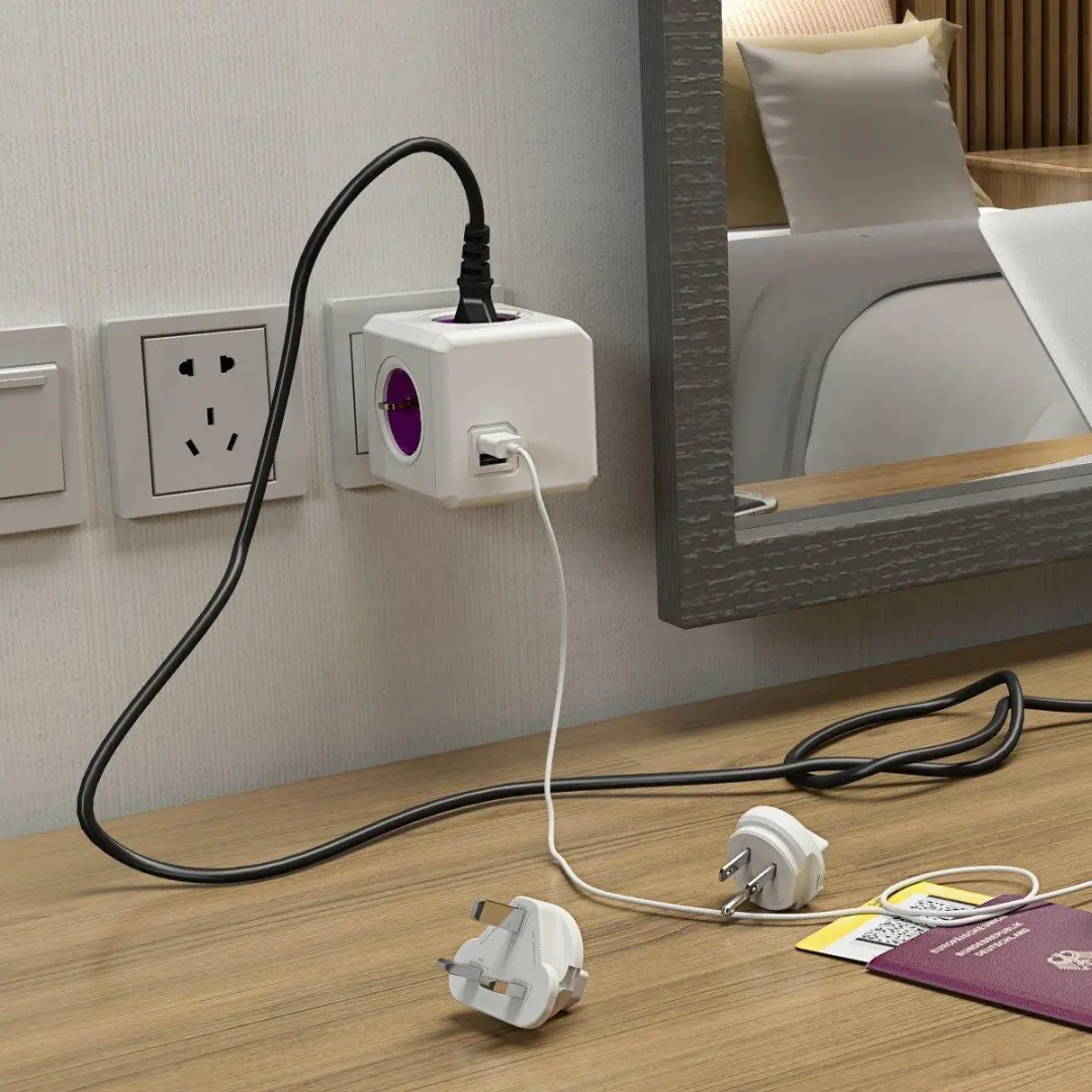 Allocacoc PowerCube ReWirable USB 1811/DERW3P - 2x USB - EU Kabel - Paars