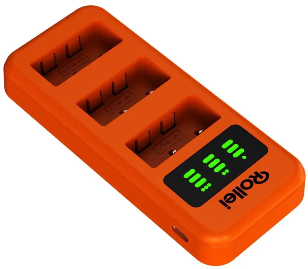 Rollei NP-W126 Lader - 3x Accu - Orange - 20068