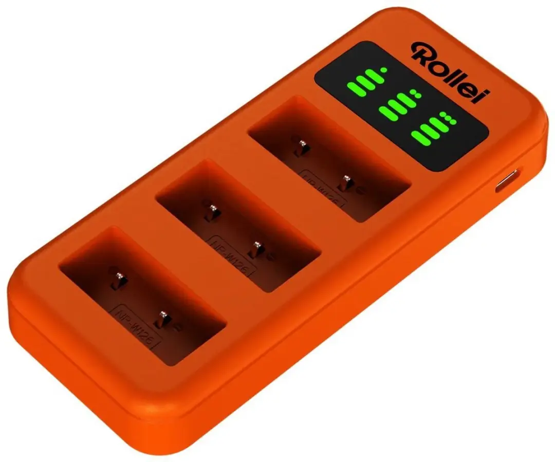 Rollei NP-W126 Lader - 3x Accu - Orange - 20068