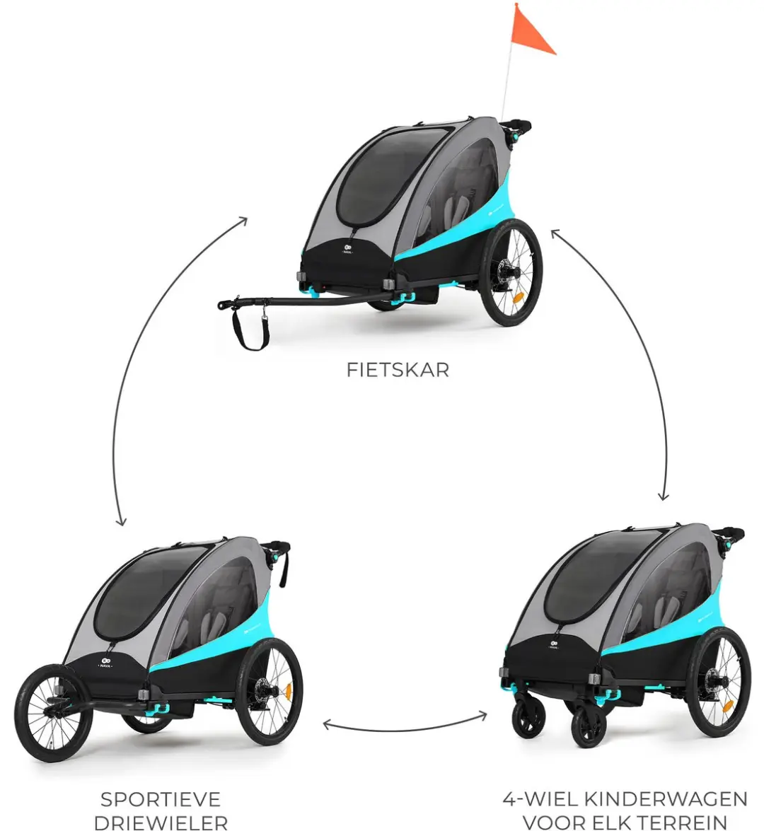KinderKraft NAVA 3-in-1 Fietskar - Blauw
