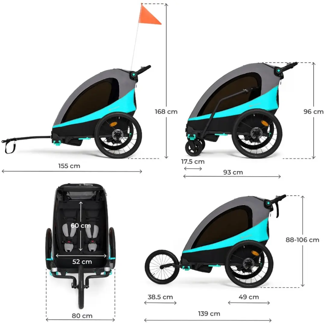 KinderKraft NAVA 3-in-1 Fietskar - Blauw