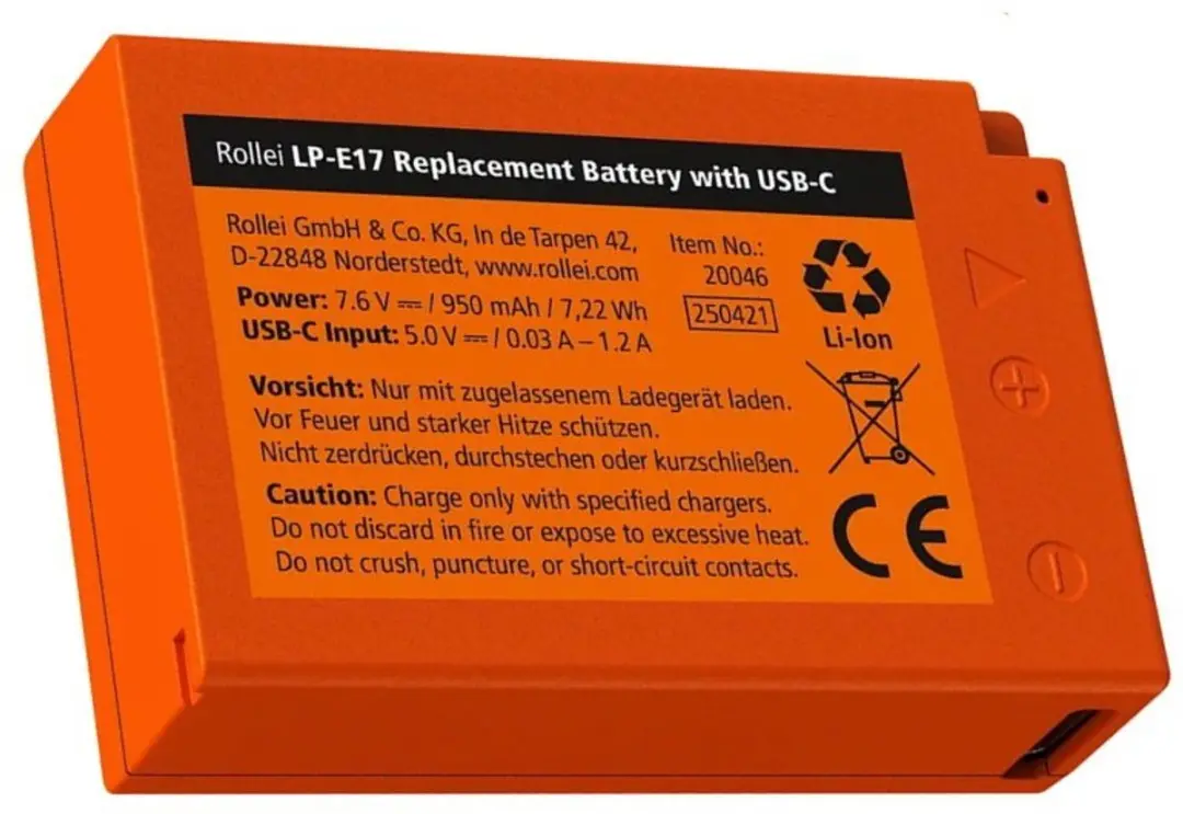 Rollei 20078 Oplader met 3 LP-E17 Accu's - Canon - Oranje