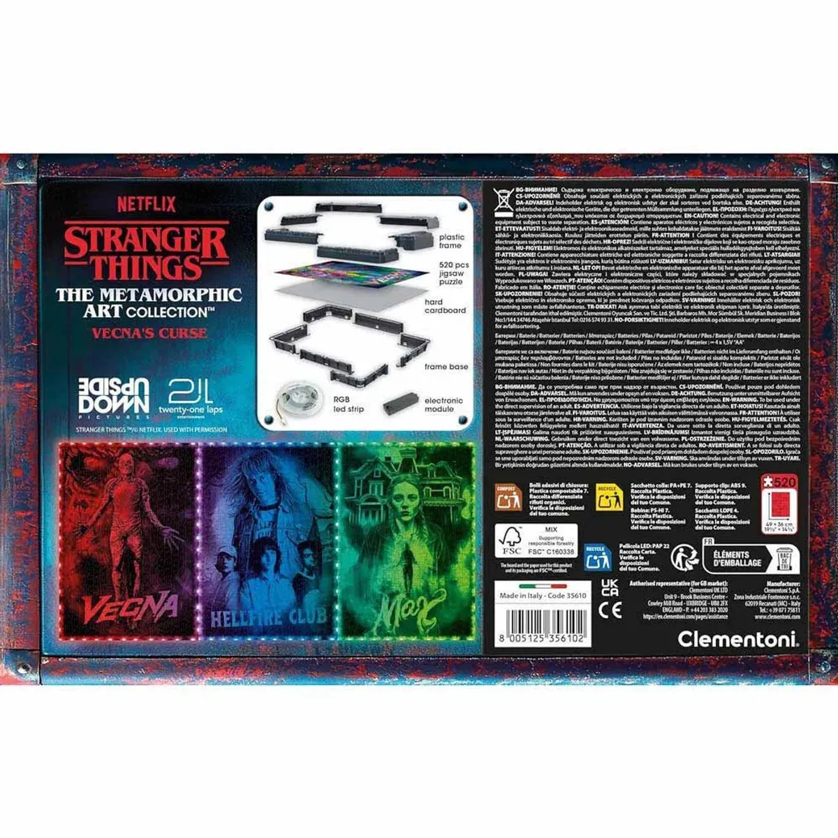 Clementoni Stranger Things Vecna Puzzel 520 Stuks - RGB Verlichting - afbeelding 6 van 6