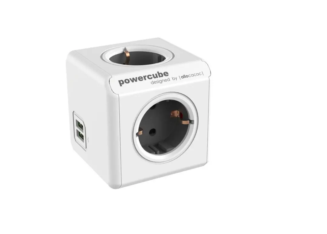 Allocacoc PowerCube ReWirable USB - 2x USB + 3x Stopcontacten - Grijs