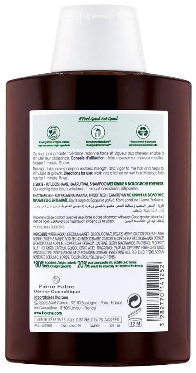 Klorane Haar Quinine Shampoo 400ml