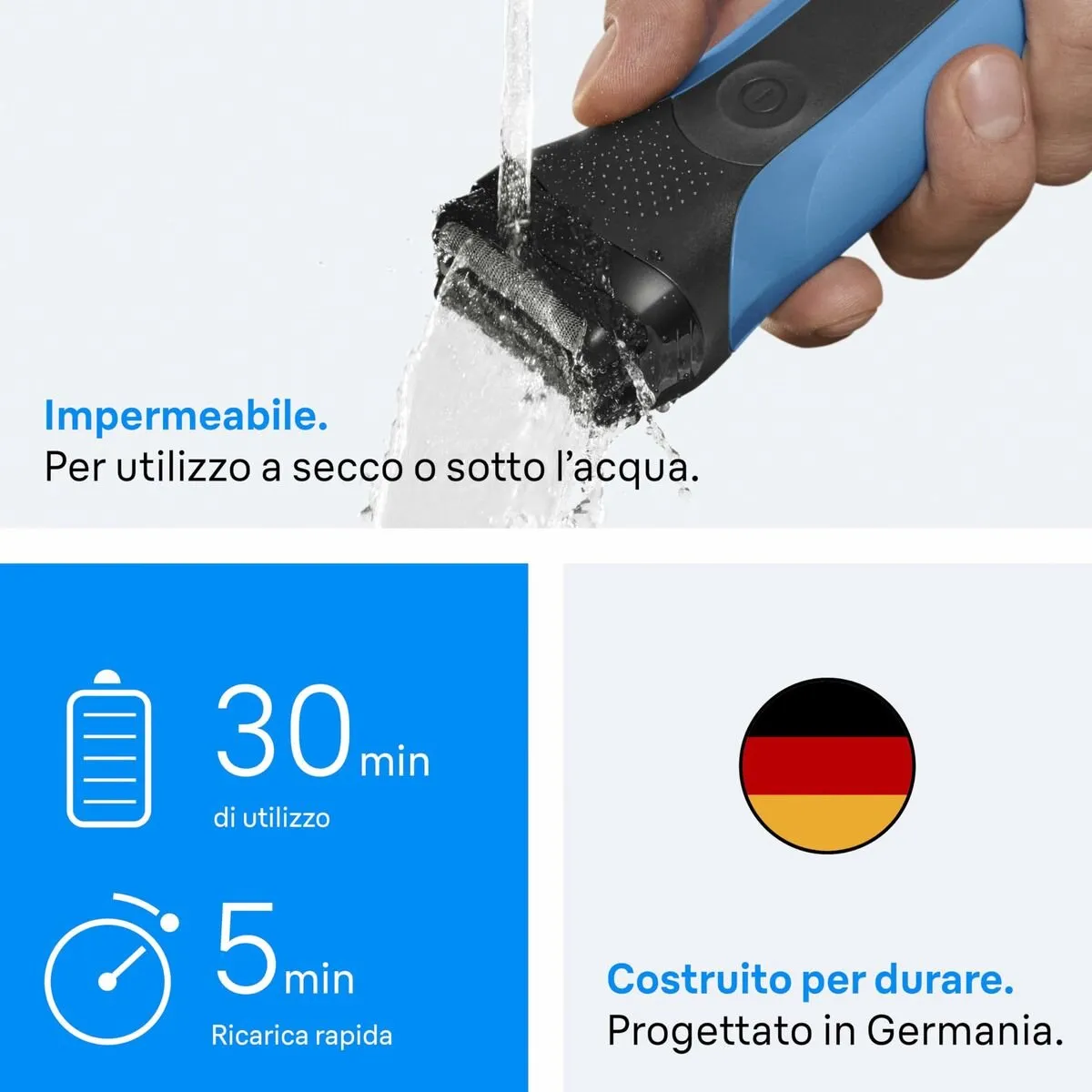Braun Series 3 Elektrisch Scheerapparaat - 3 Mesjes - Blauw/Zwart