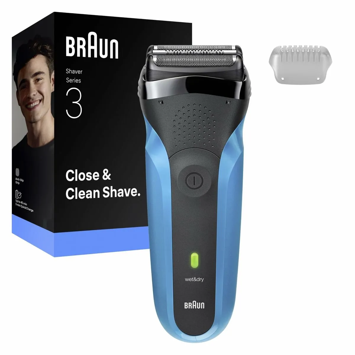 Braun Series 3 Elektrisch Scheerapparaat - 3 Mesjes - Blauw/Zwart