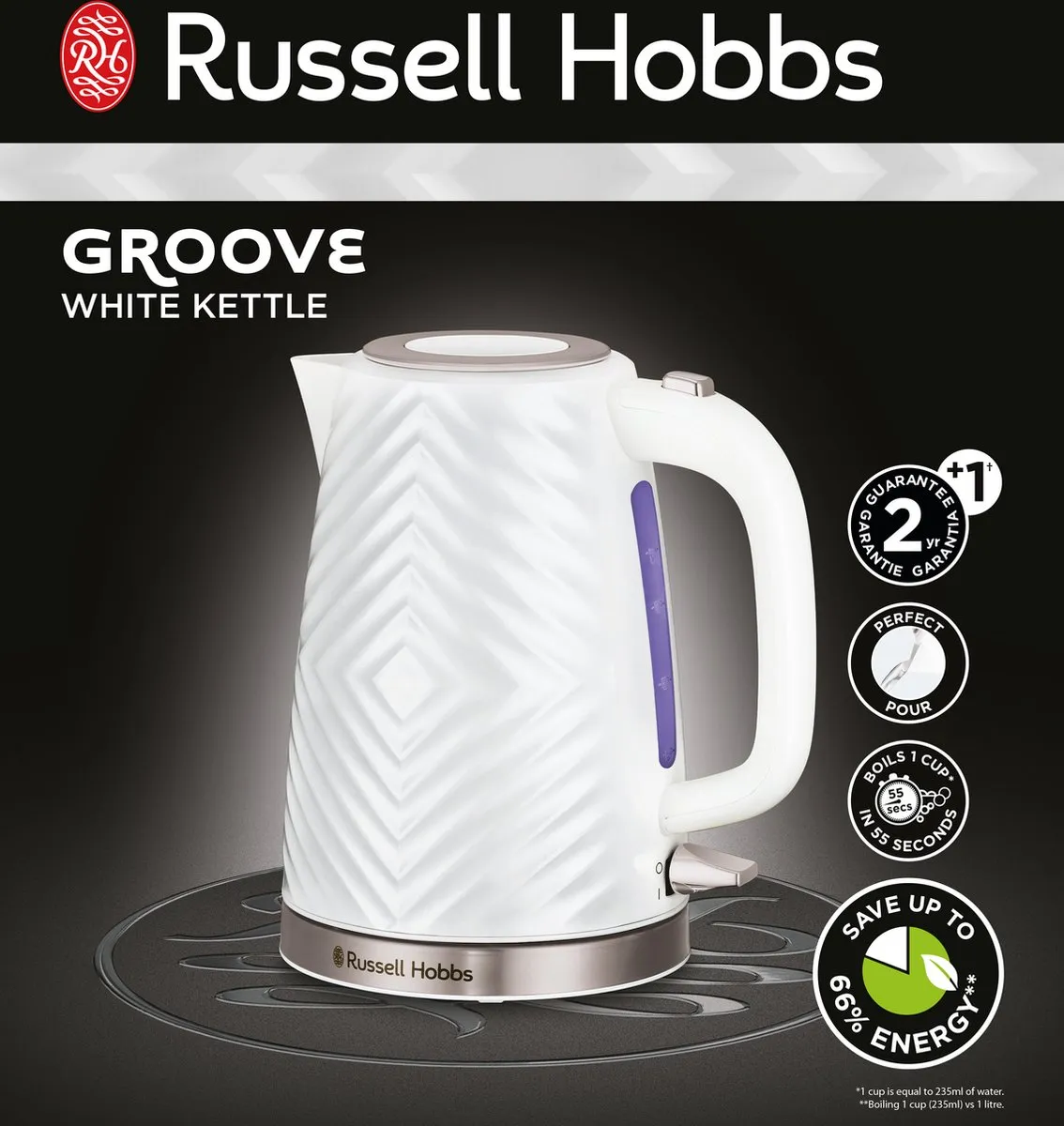 Russell Hobbs Groove Waterkoker 2400W 1.7L - Wit - afbeelding 6 van 6