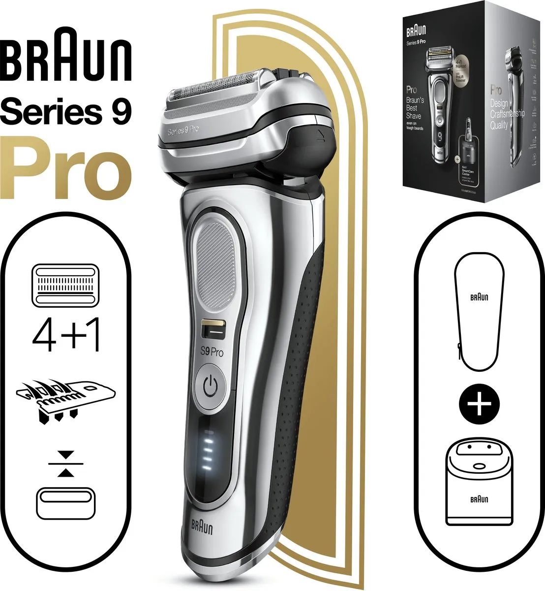 Braun Series 9 Pro 9466cc Elektrisch Scheerapparaat - 5 Mesjes - Chroom