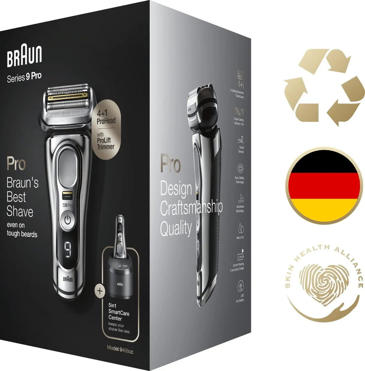 Braun Series 9 Pro 9466cc Elektrisch Scheerapparaat - 5 Mesjes - Chroom - afbeelding 6 van 6