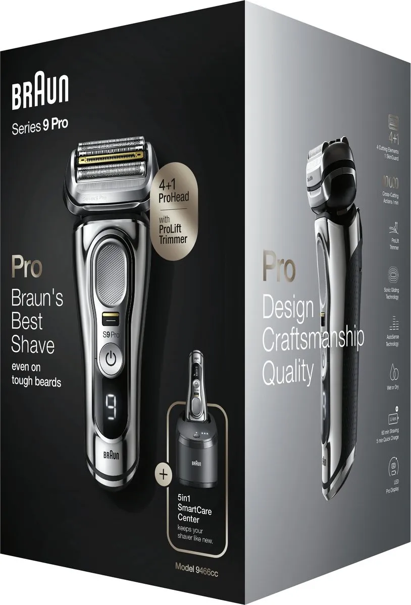 Braun Series 9 Pro 9466cc Elektrisch Scheerapparaat - 5 Mesjes - Chroom