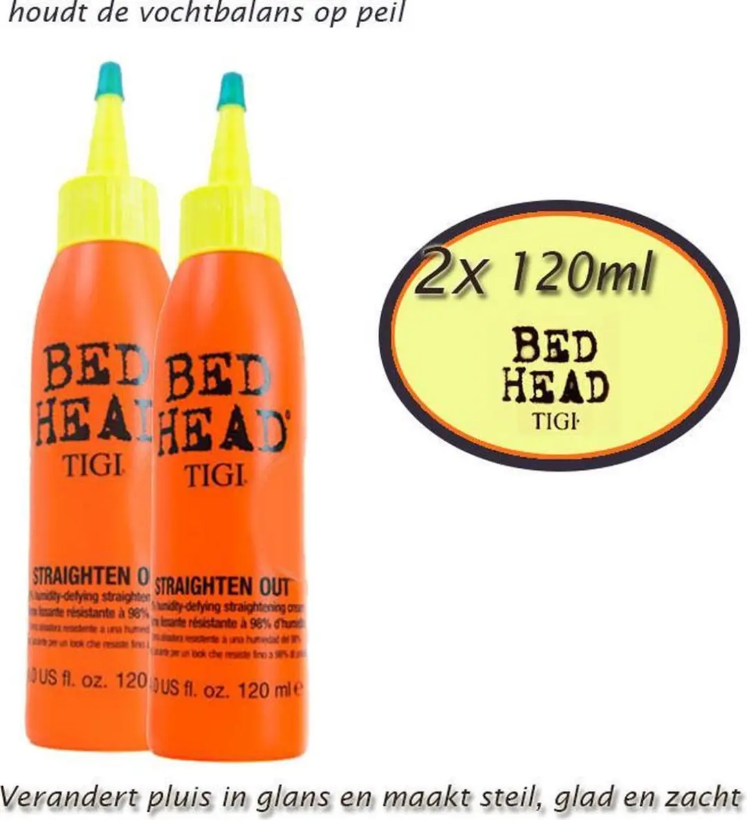 TIGI Bed Straighten Out Leave-In Conditioner 2x120ml