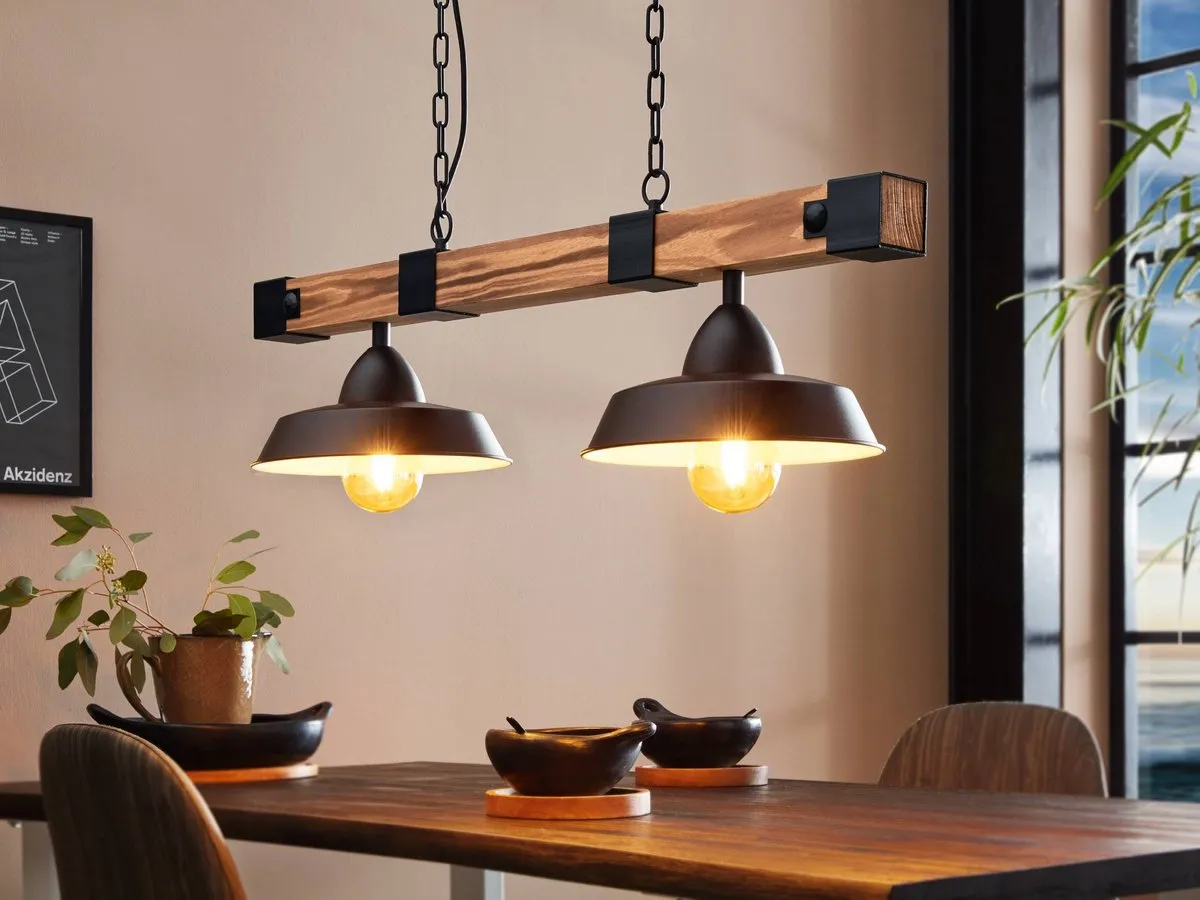 Eglo Oldbury Hanglamp E27 - 86cm - Zwart/Bruin