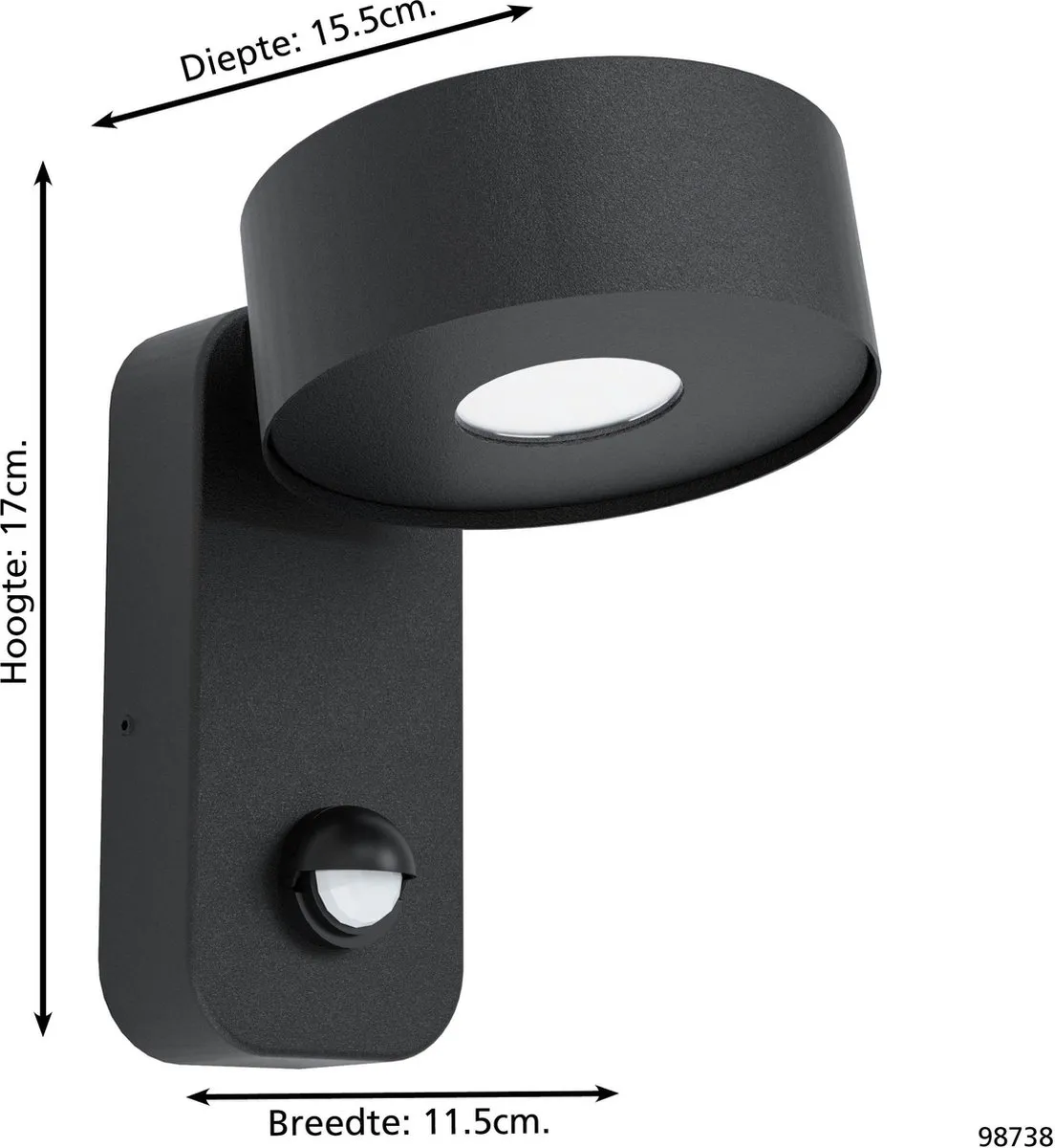 Eglo Palosco Wandlamp - Buiten Zwart - IP44 - afbeelding 6 van 6