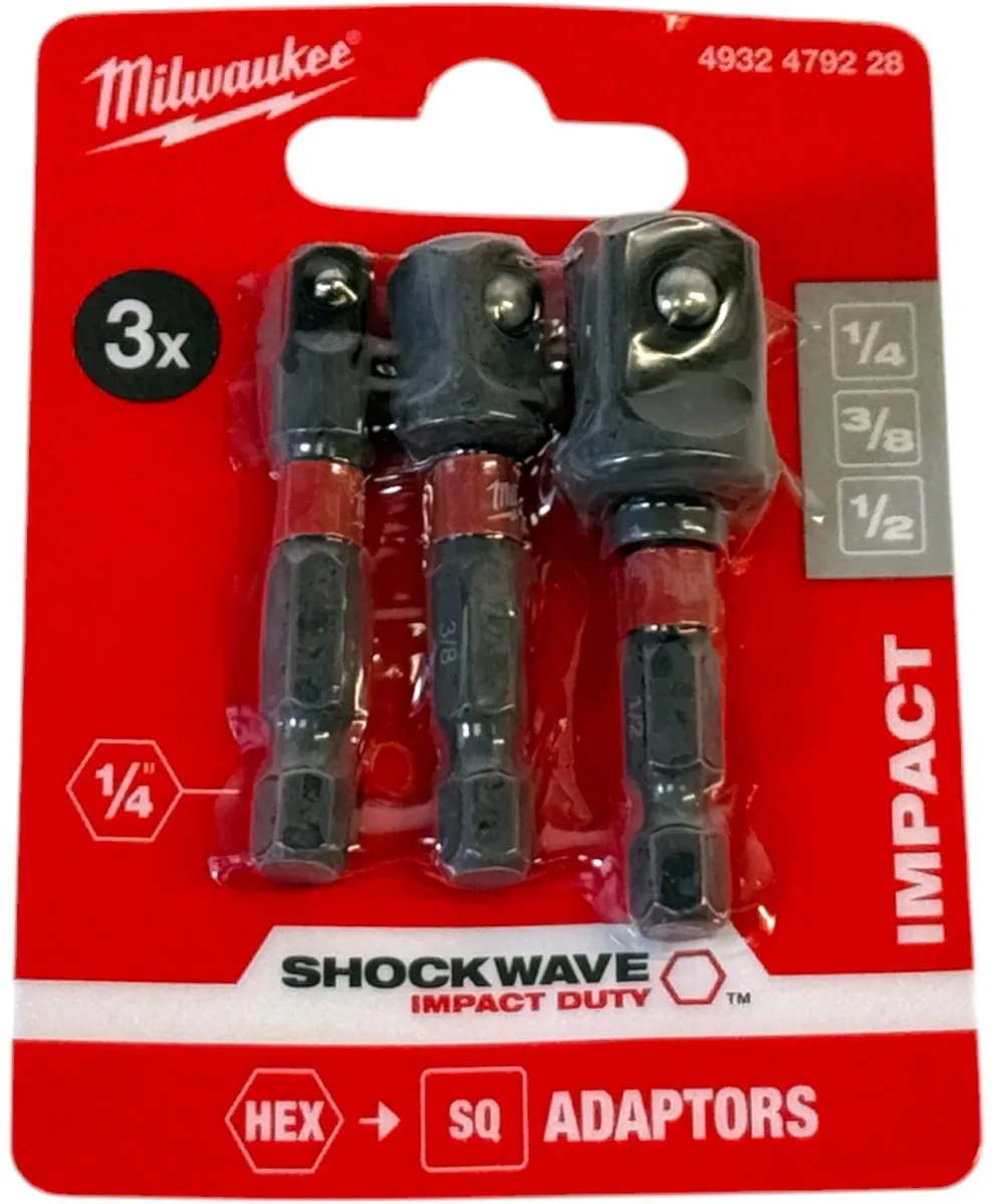 Milwaukee SHOCKWAVE Impact Duty T20 Hex Adaptor Set - 3 Stuks